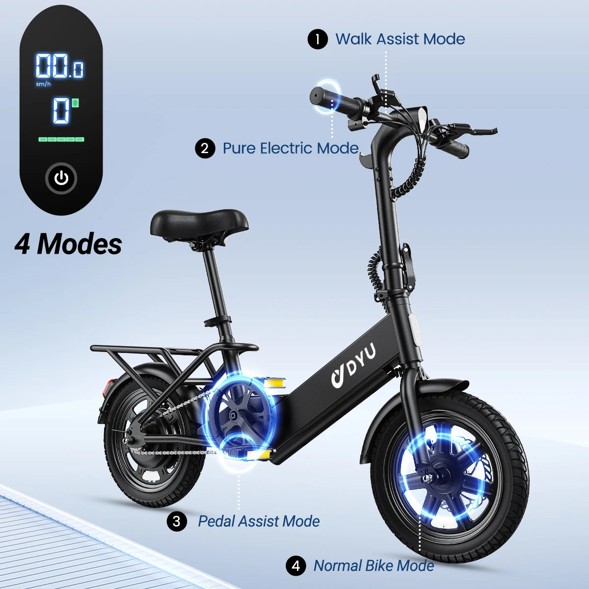 【1 Year Warranty】DYU C3 14 inch Electric Bicycle Peak 500W Motor 36V7.8AH Lithium Battery Electric Bike , E-bike UL2849