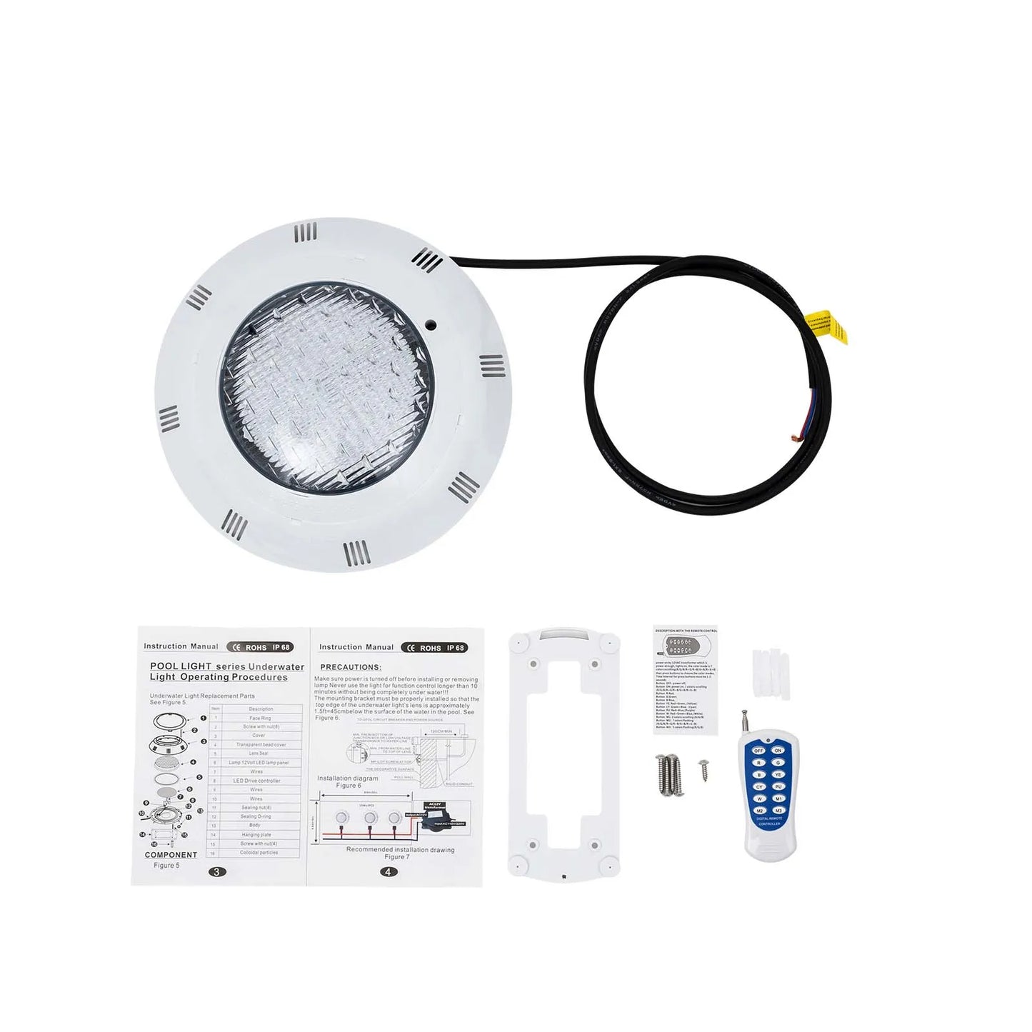 45W RGB LED Underwater Swimming Pool Light IP68 Waterproof 7 Colors Changing Underwater Pool Lights with Remote Control
