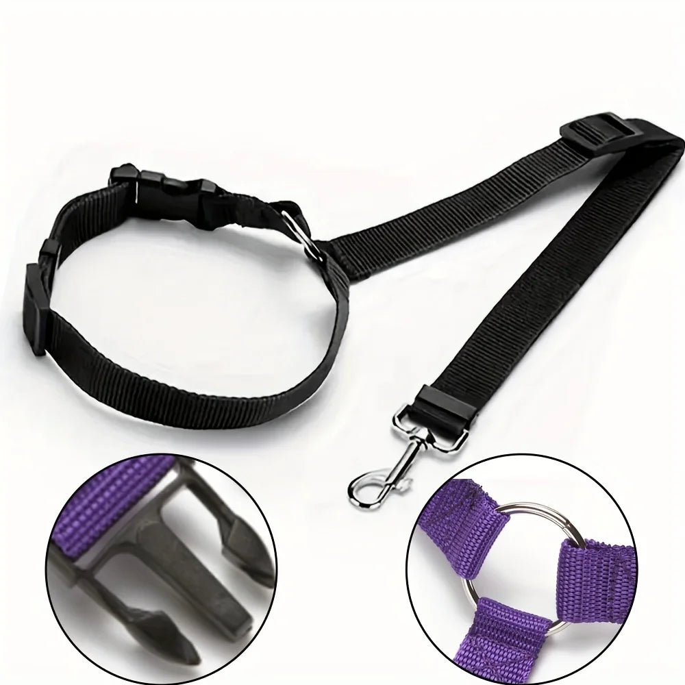 Adjustable Dog Car Harness with Seat Belt, Pet Safety Vest for Car Travel, Padded Comfortable Dog Seat Belt Restraint with Metal Buckle for Small Medium Large Dogs