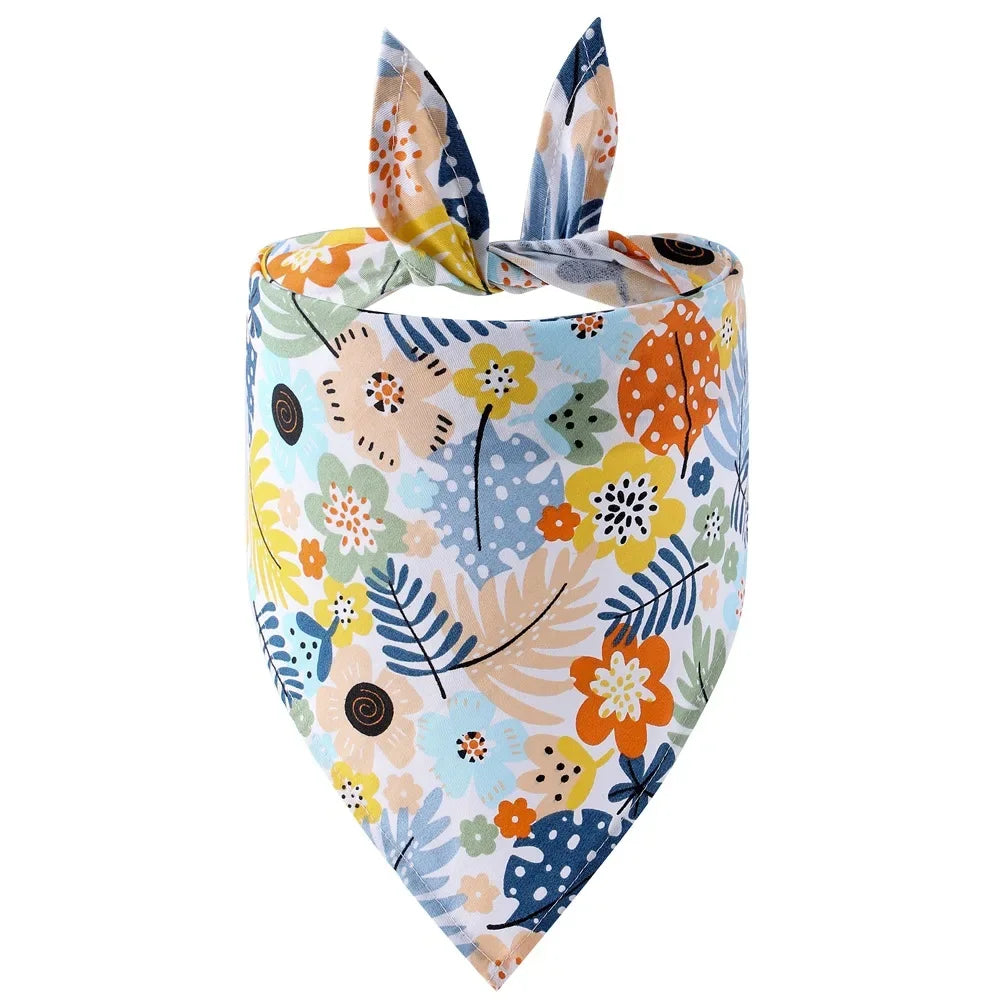 Adjustable Fruit Floral Dog Bandana Soft Washable Scarf