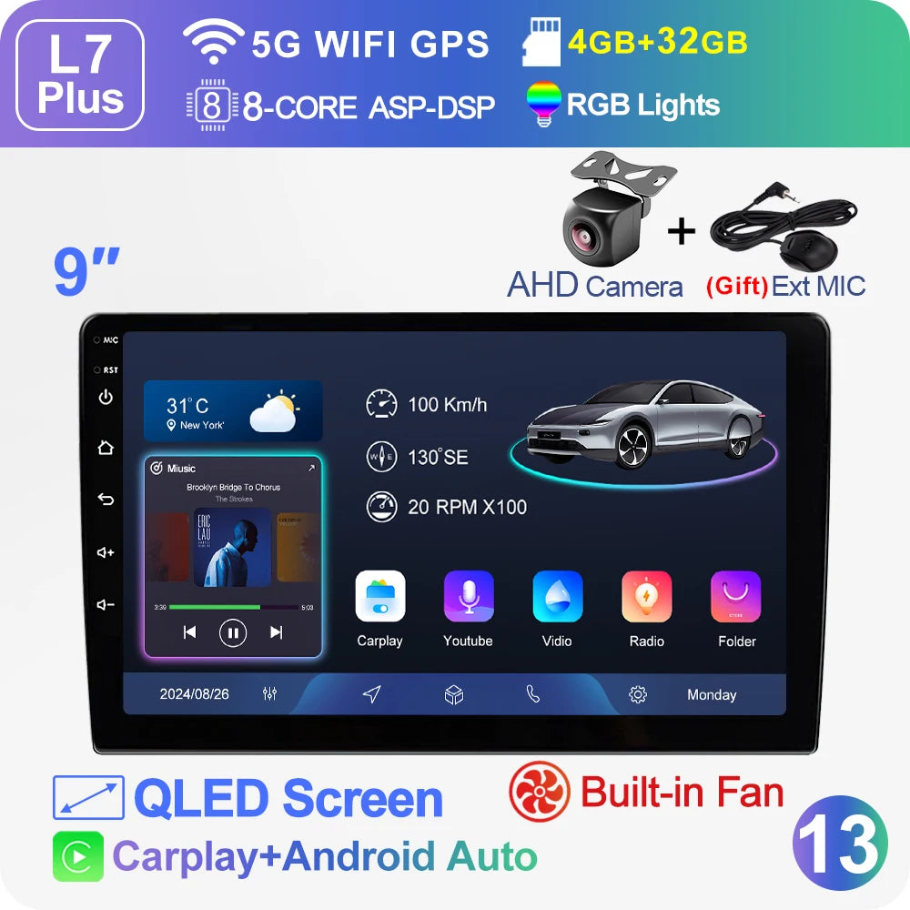 LEHX L3X 5G WIFI 2din 9 inch Android 15 Car Radio Steeo CarPlay gps for Toyota VW Hyundai Kia Honda LADA FIAT Autoradio Headunit
