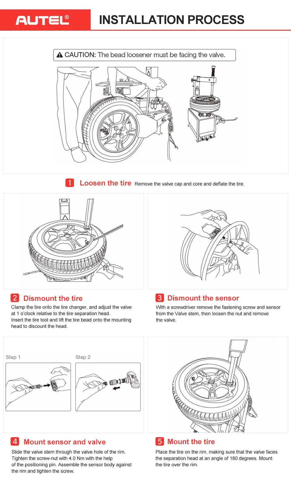 Autel MX-Sensor 433 315MHZ TPMS Sensor MaxiTPMS Tire Pressure Monitor Tester Tire Repair Tools Scanner Programming MX-Sensor