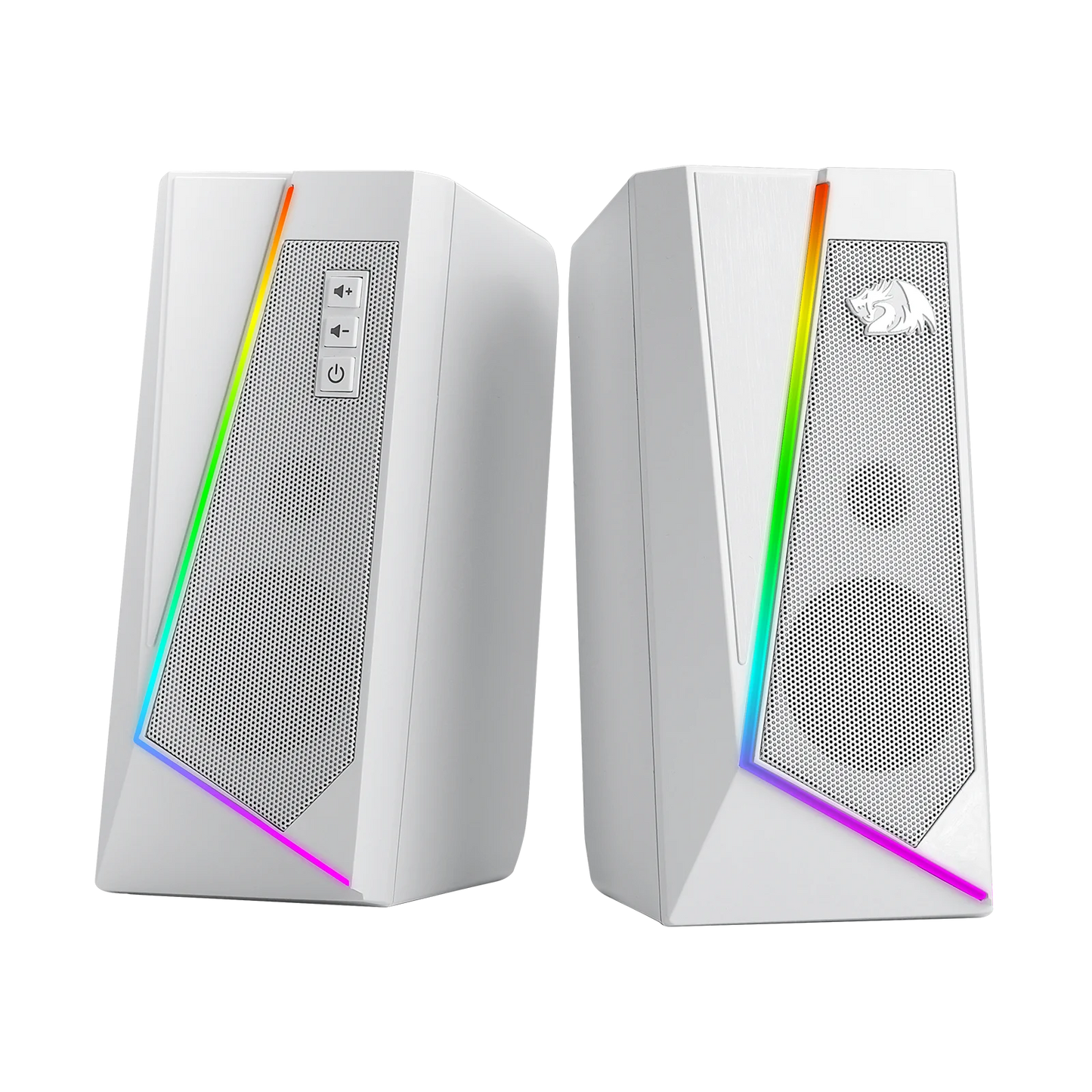 Redragon GS520 RGB Desktop Speakers, 2.0 Channel PC Stereo Speaker with 6 Colorful LED Modes, Enhanced Sound, White/Pink