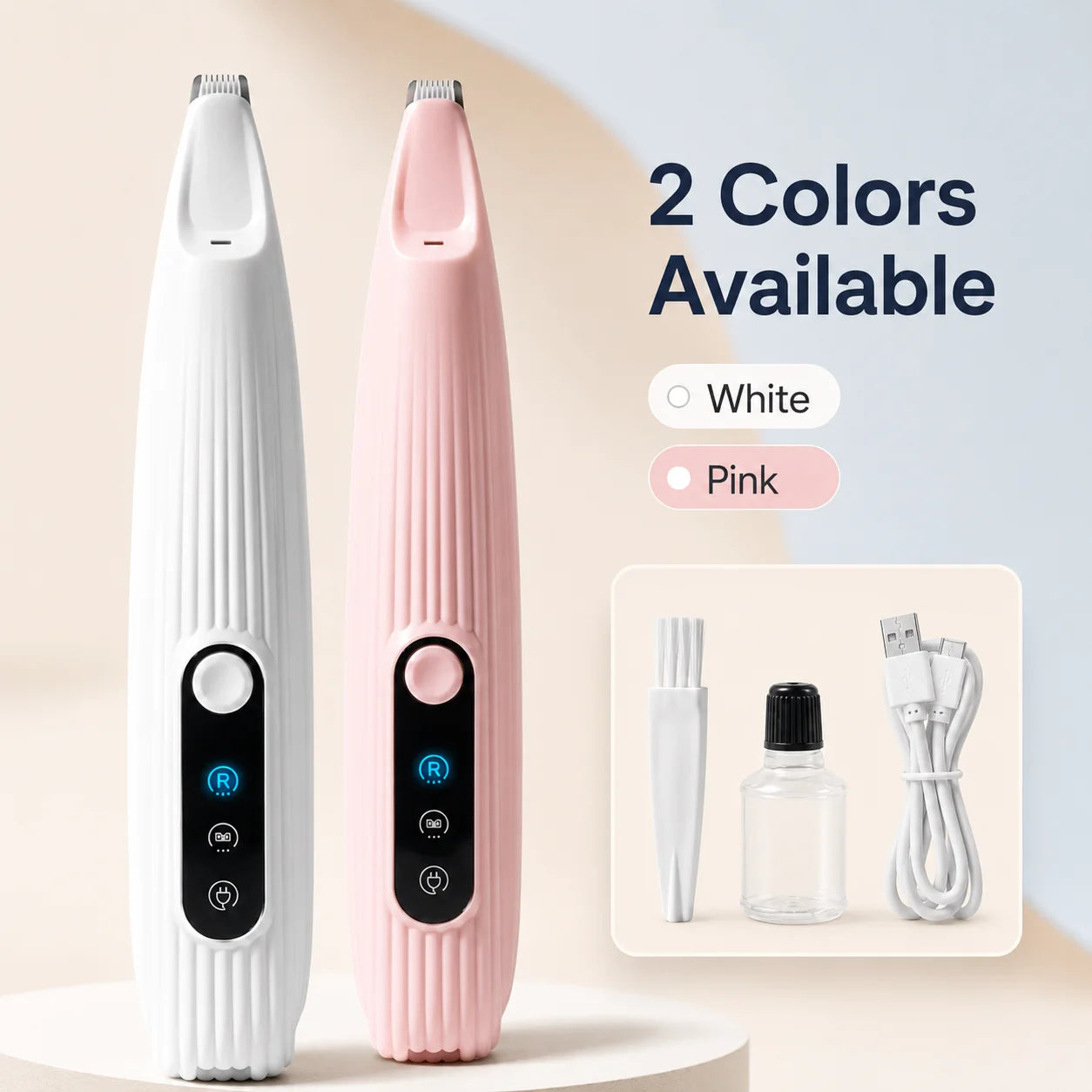 1Pc USB Rechargeable Pet Paw Trimmer with LED Light, Low Noise Dog Cat Hair Clipper for Paws, Face, Ears & Detail Grooming