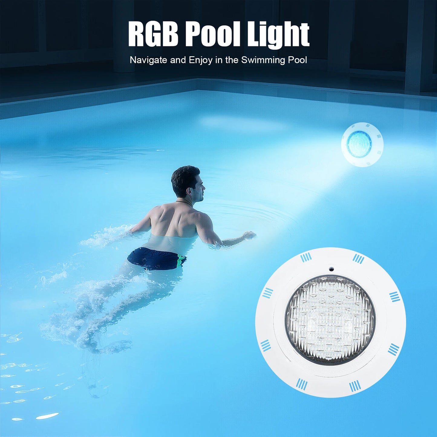 45W & 36W RGB LED Pool Light IP68 Waterproof 460/360 LEDs 2500/3600lm Remote Control for Swimming Pool Fountain Pond