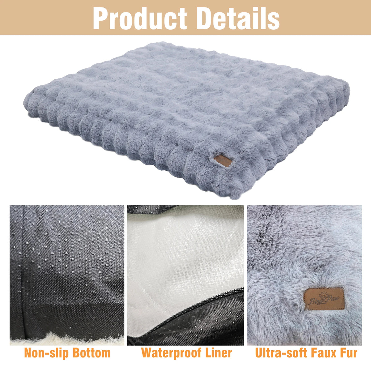 Ultra Plush Dog Bed Soft Pet Cushion Large Dog Crate Puppy Mattress Washable Mat