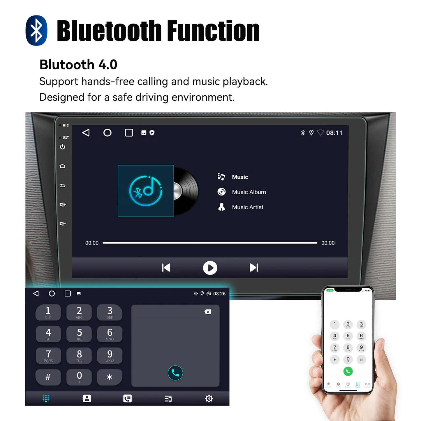 ESSGOO 7"/9"/10“ 2 DIN Android 14 4+64G Car Stereo Carplay Android Auto GPS Navi Bluetooth FM RDS Radio WIFI Touchscreen ChatGPT