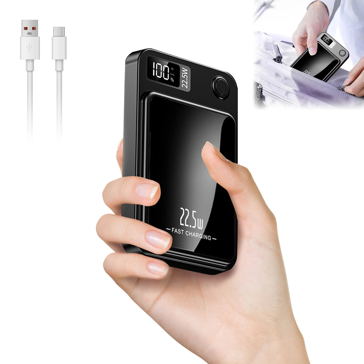 Magnetic Wireless Power Bank With Fast Charging And LED Display
