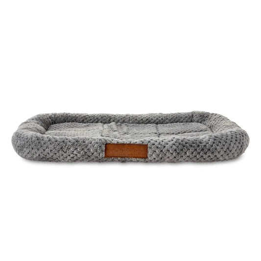 Small Soft Cozy Dog Crate Mat, Gray Washable Anti Slip Pet Bed Pad 24 in X 18 in, Thick Cushioned Comfort Kennel Liner for Puppy Small Dogs Cats, Portable Indoor Crate Insert Pad for Sleeping Napping and Daily Rest Use At Hom