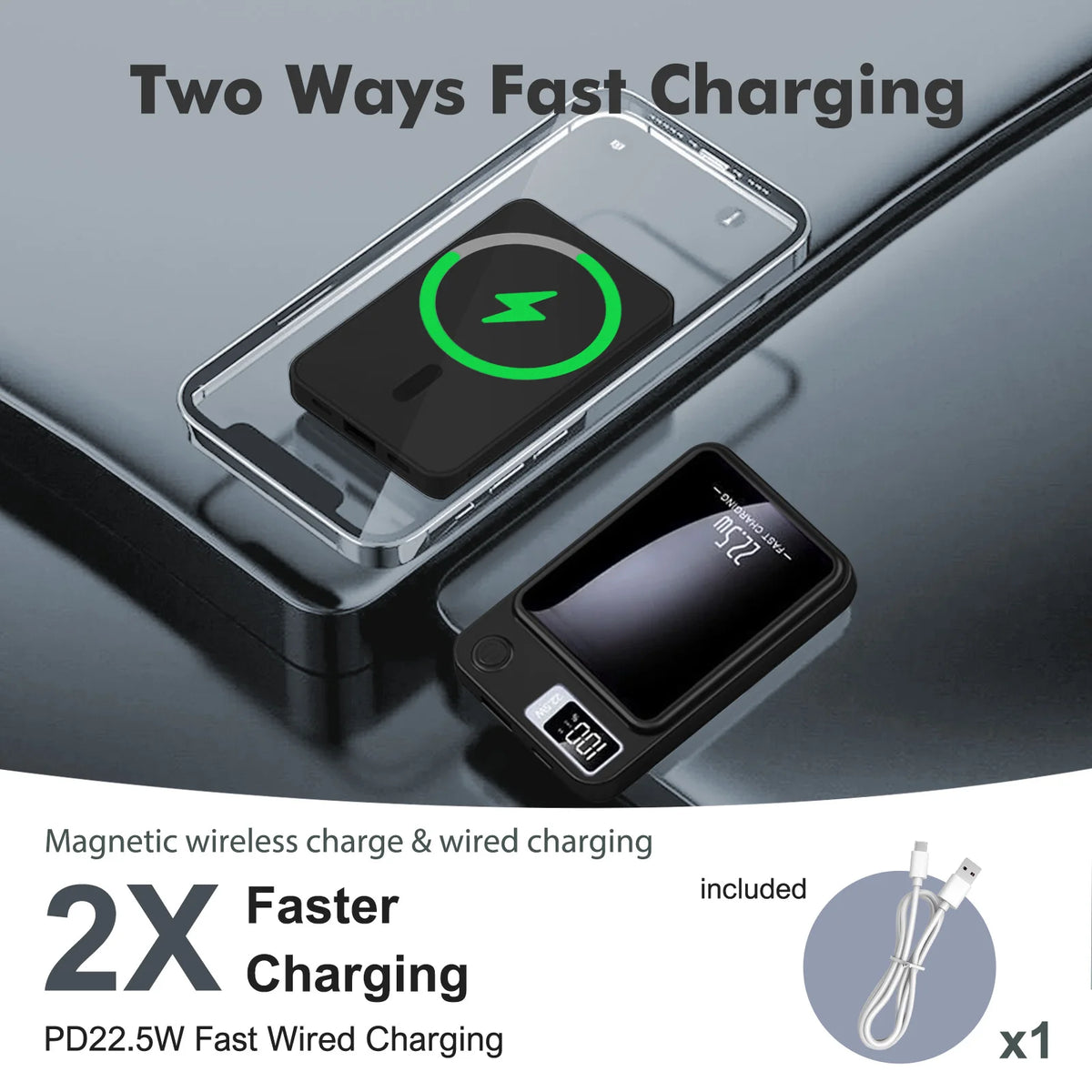 Magnetic Wireless Power Bank With Fast Charging And LED Display