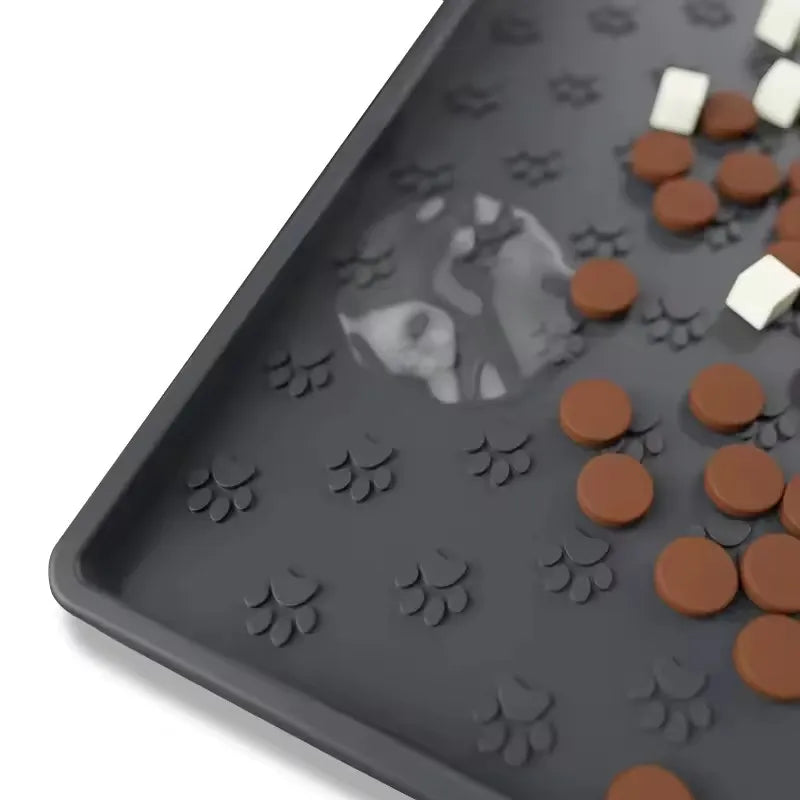 Pet Feeding Placemat Waterproof Non-slip Silicone Food Bowl Pad 1Pc For Cat Dog Drinking Feeding Stain Resistant Easy Clean Mat