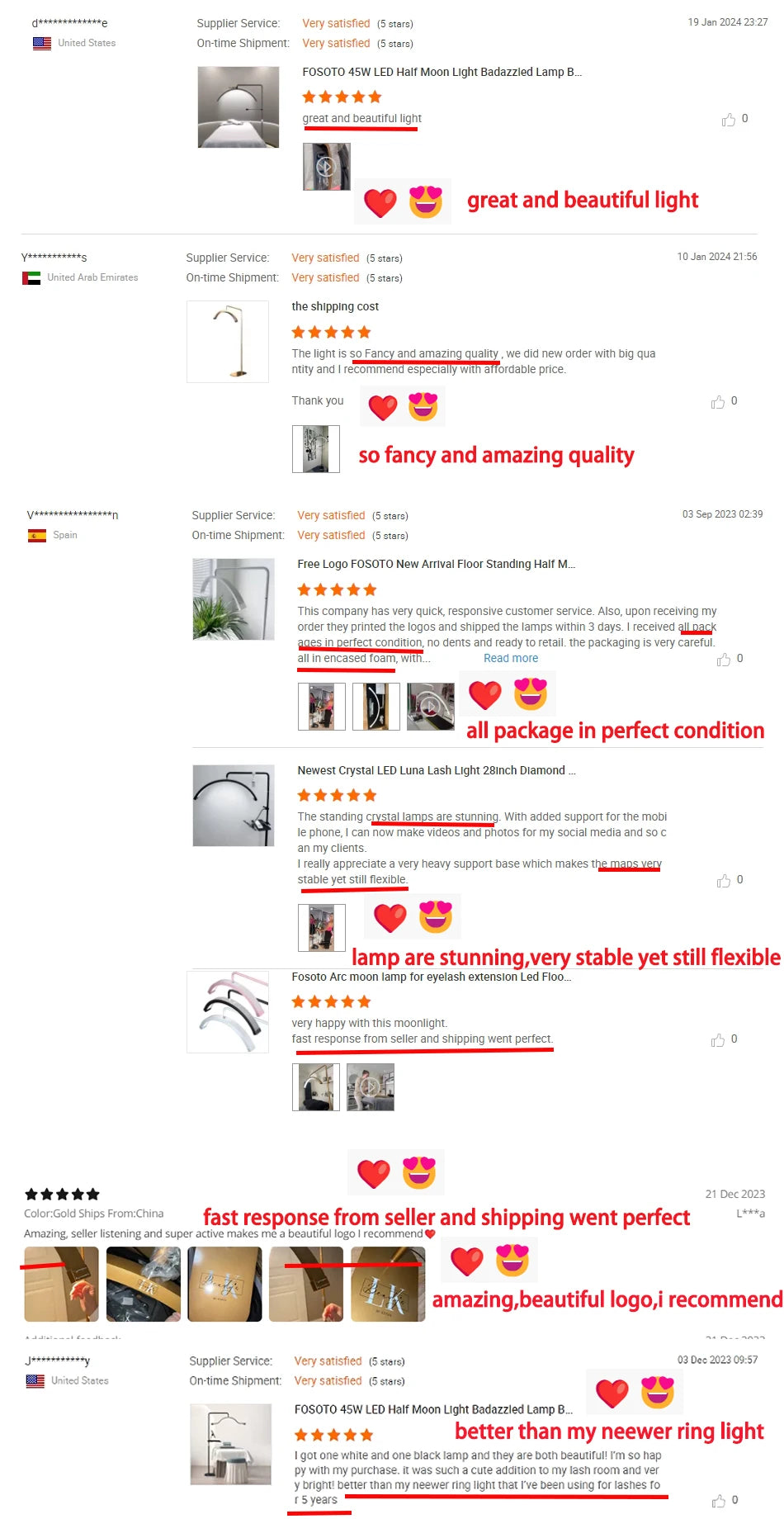 Fosoto Multi-directional Professional Half-Moon Light LED Lash Light  Ring Light For Makeup Beauty Salon Eyebrow Tattoo Haircuts