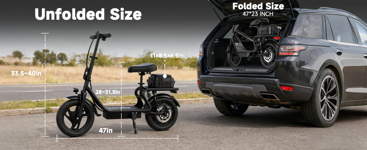 2026 New 500W 14inch Electric Bicycle with Box 10.4AH Battery 28Miles Max Range 22MPH Max Speed Shock Absorption Foldable Adult Ebike