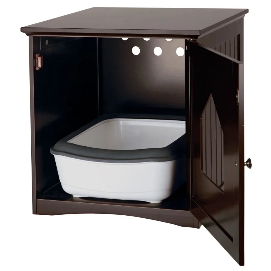 Small Cat Litter Box Enclosure Hidden Litter Indoor Cat Furniture Pet Home Side Table Brown
