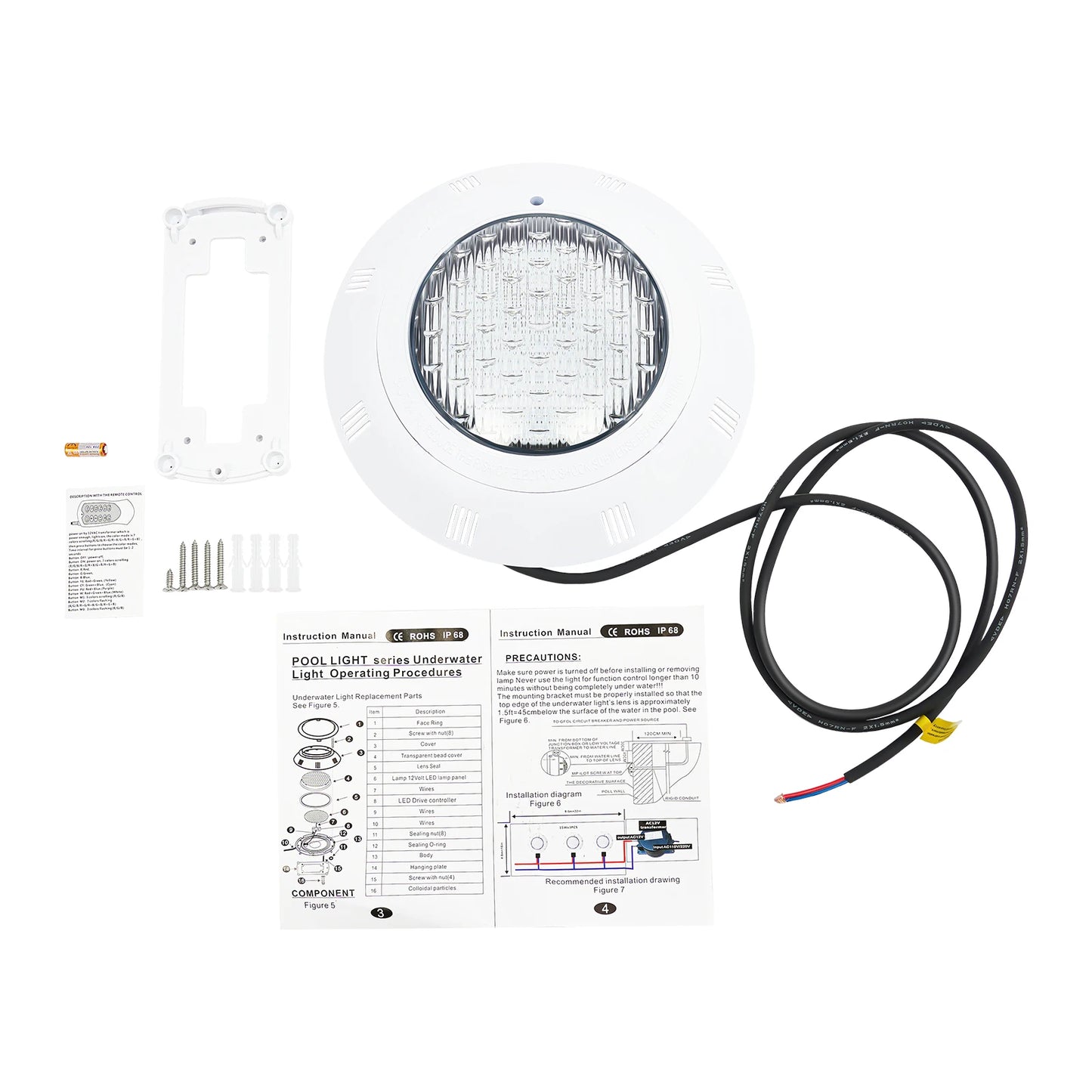 Pool Lights 7 Color Combinations IP68 Waterproof 3 Dynamic Modes 360° LED Beads for Pool Parties RGB LED Pool Light 50000h
