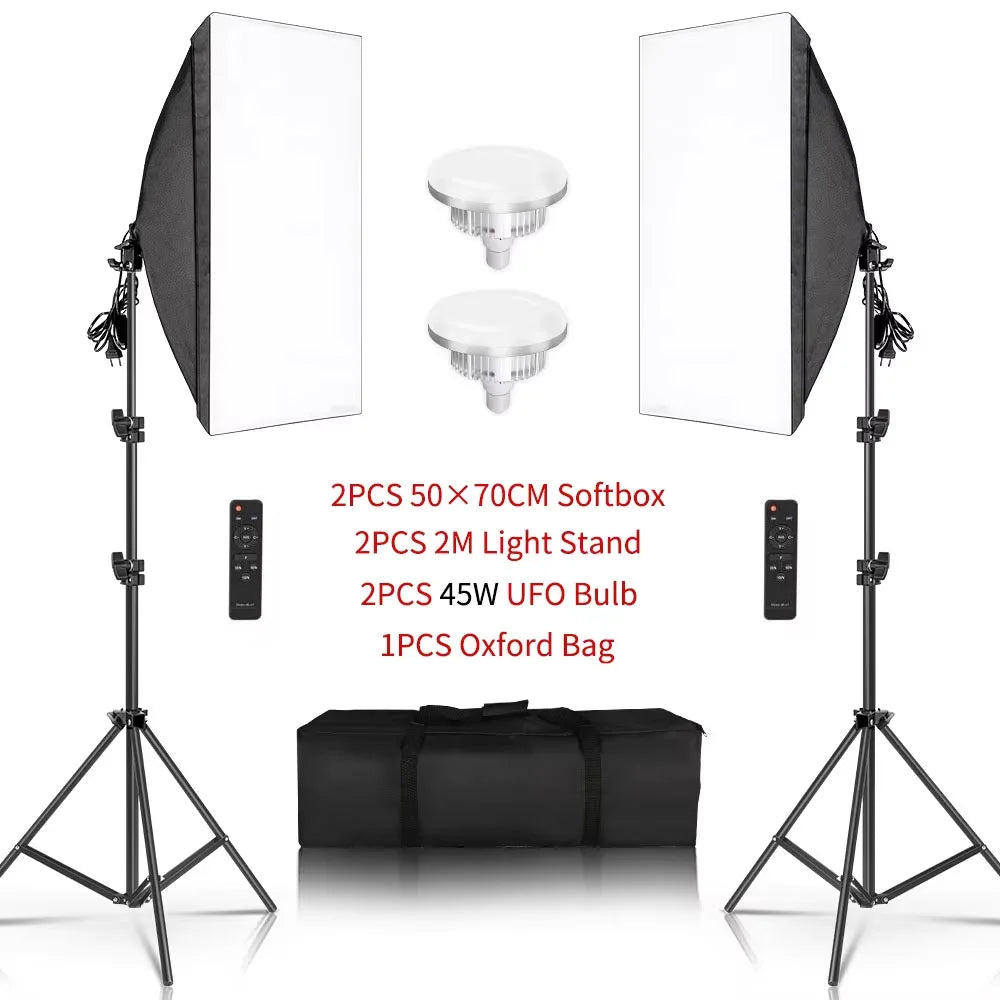 SH Professional Continuous LED Lighting Softbox Kit For Photo Studio