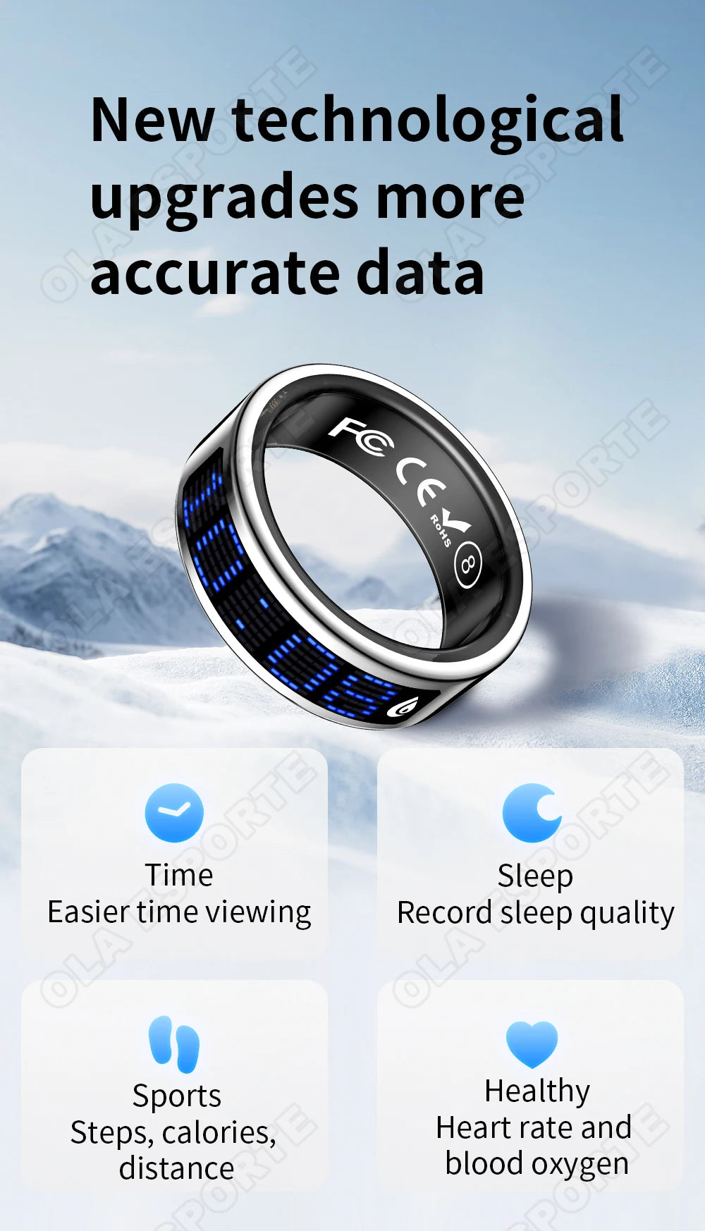 Ola Esporte Smart Ring With LED Display And Health Monitoring