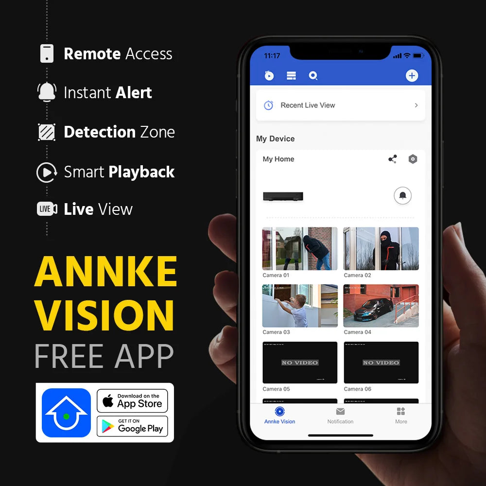 ANNKE Smart Home 180° 8MP/6MP DUO POE Dual Lens Wide View Outdoor Video POE Camera,4K AI Human Detect,8MP Security CCTV Camera