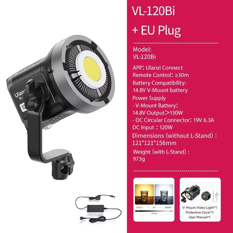 Ulanzi VL120BI Wireless Pro COB Video Light For Studios