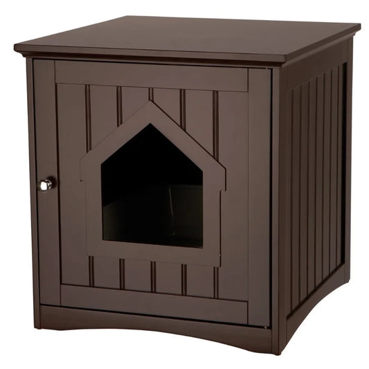 Small Cat Litter Box Enclosure Hidden Litter Indoor Cat Furniture Pet Home Side Table Brown
