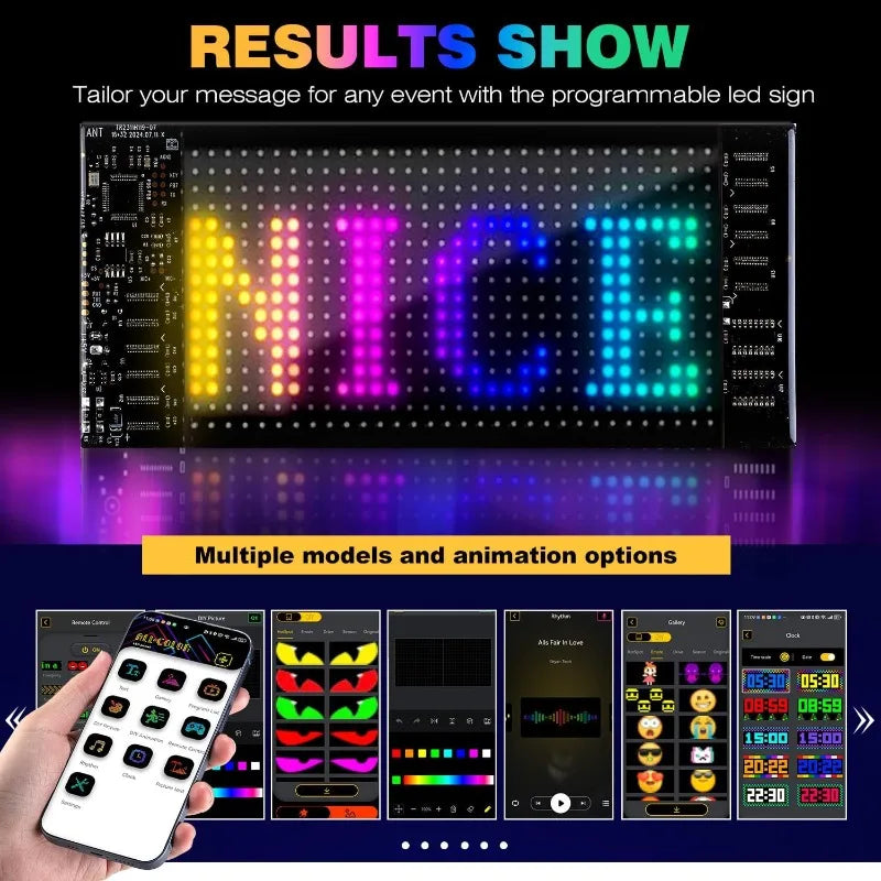 Devil Eyes Light 23.23X4.72in Dynamic Eye Lights Programmable LED Display Flexible DIY Dynamic Text Music Sync Timer for Cars
