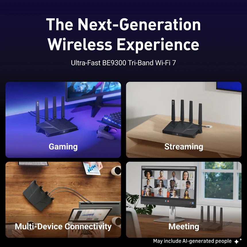GL.iNet GL-BE9300 Flint 3 Tri-Band Wi-Fi 7 Router for Wireless Internet 5 x 2.5G VPN Router High Speed Gaming Long Range 6GHz Home Wirelss Router, 9 Gbps Wireless Speed for Smooth 8K Streaming, Low-latency Gaming Video Calls