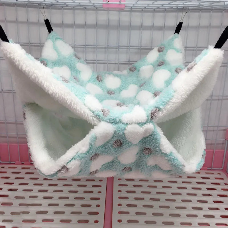 Double Layered Hamster Cage Sleeping Hammock Print Guinea Pig Clothes Bed Rodent Hammock Chinchilla Cage Little House