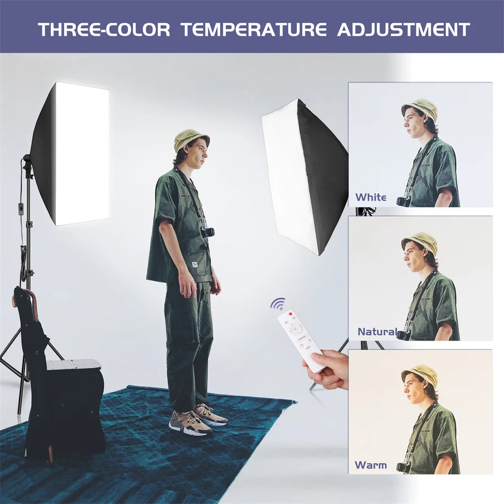 SH Professional Continuous LED Lighting Softbox Kit For Photo Studio
