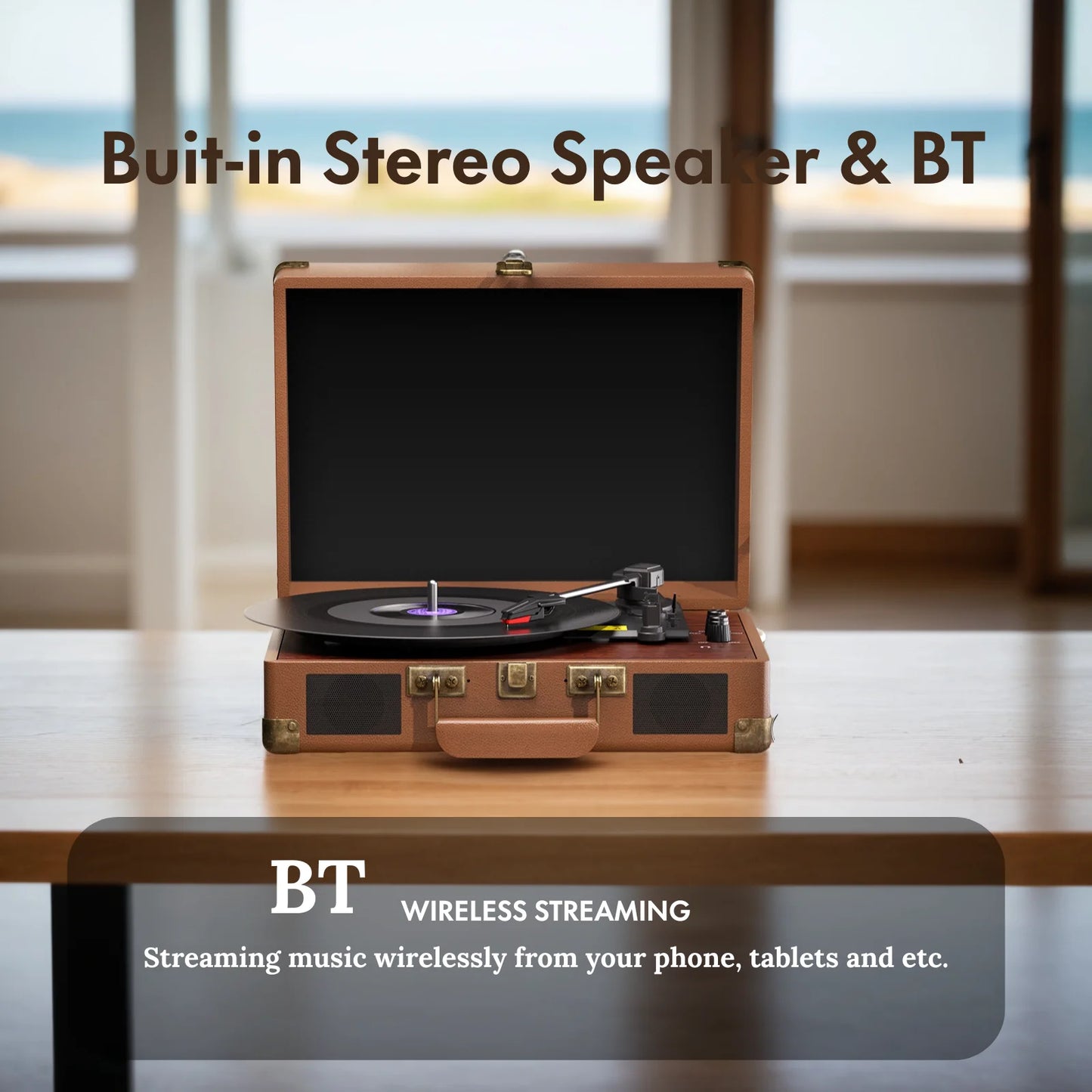 Maio 3 Speed Record Player Built In Stereo Headphone Jack