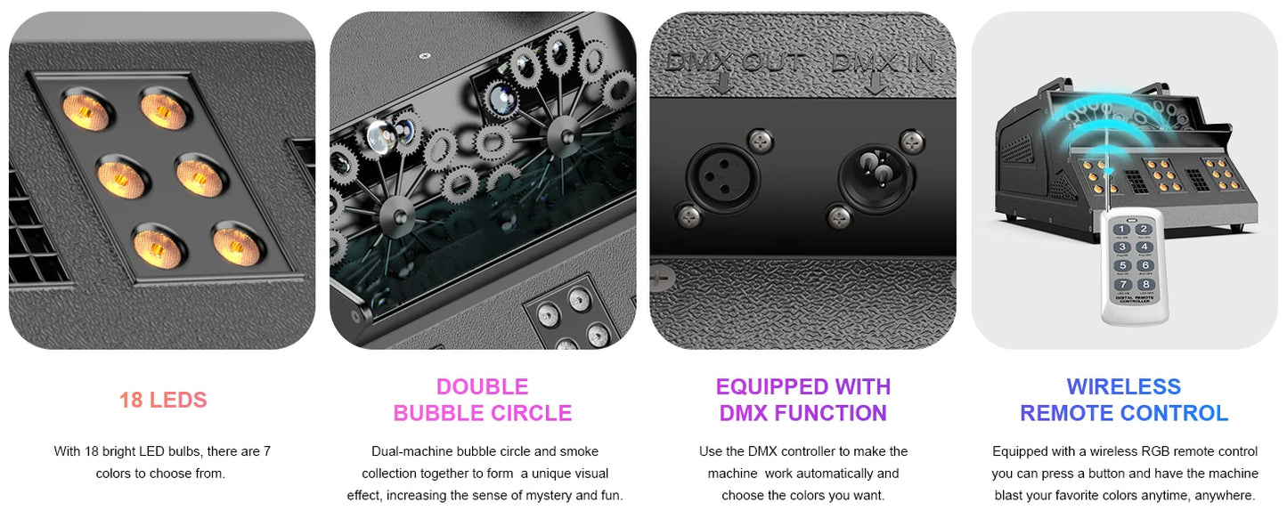 U'King 1500W LED Smoke Bubble Fog Machine For Stage Events