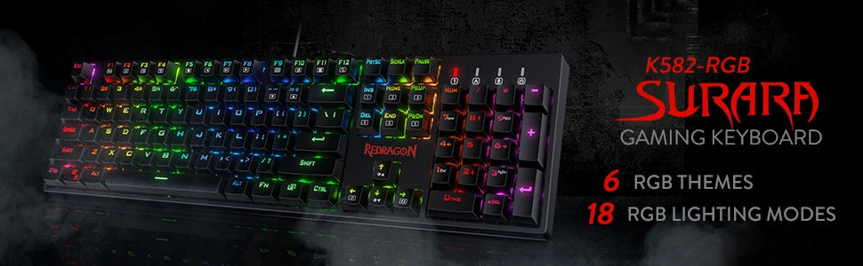 Redragon Surara RGB Mechanical Gaming Keyboard With Quiet Linear Switches