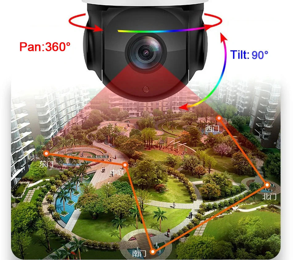 Onvif Metal Laser Infrared Full Color Auto Tracking Cruise 8MP 4K 54X Optics Zoom 360° POE PTZ Speed Dome Surveillance IP Camera