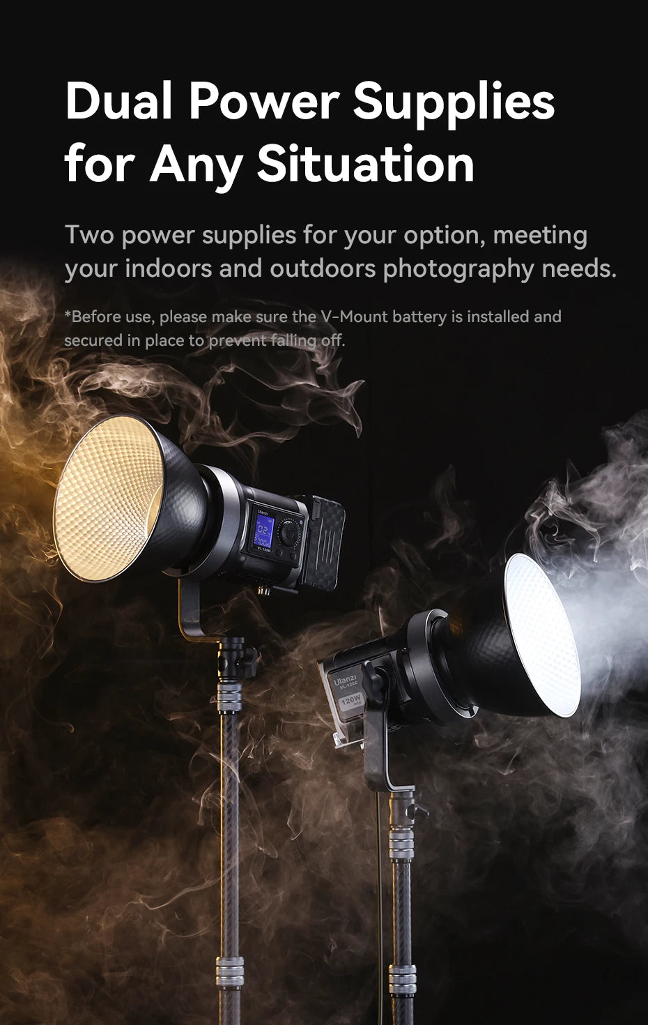 Ulanzi VL120BI Wireless Pro COB Video Light For Studios