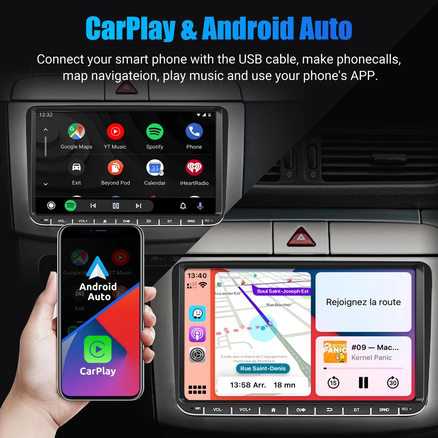 9" Android 15 6G+128G Wireless Carplay Car Stereo GPS NAVI WIFI RDS FM BT EQ for VW Golf 5 6 Passat Polo Touran Tiguan Caddy EOS