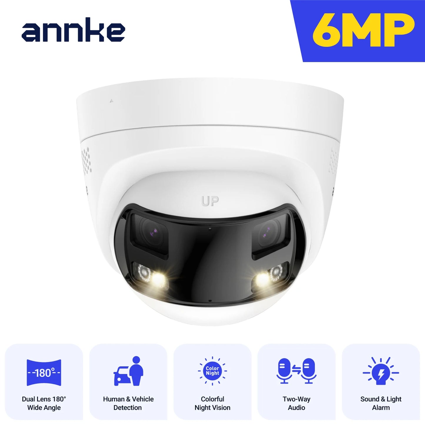 ANNKE Smart Home 180° 8MP/6MP DUO POE Dual Lens Wide View Outdoor Video POE Camera,4K AI Human Detect,8MP Security CCTV Camera