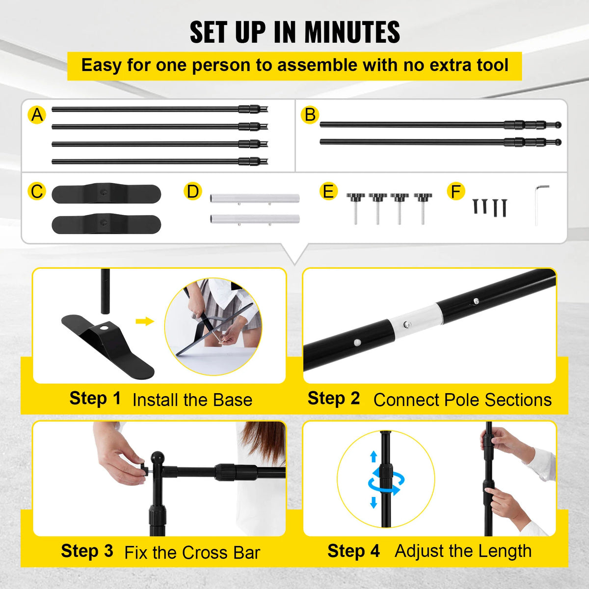 SucceBuy Adjustable Telescopic Backdrop Stand For Photography