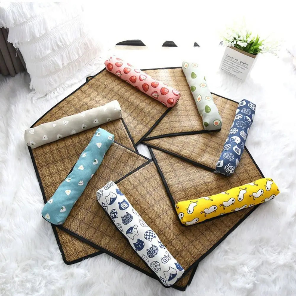 Safe Cute Print Pet Cooling Mats with Pillow Foldable Dog Cooling Mat Breathable Washable Dog Cooling Blanket Summer dog bed cat hammock pet 라탄 dog bed
