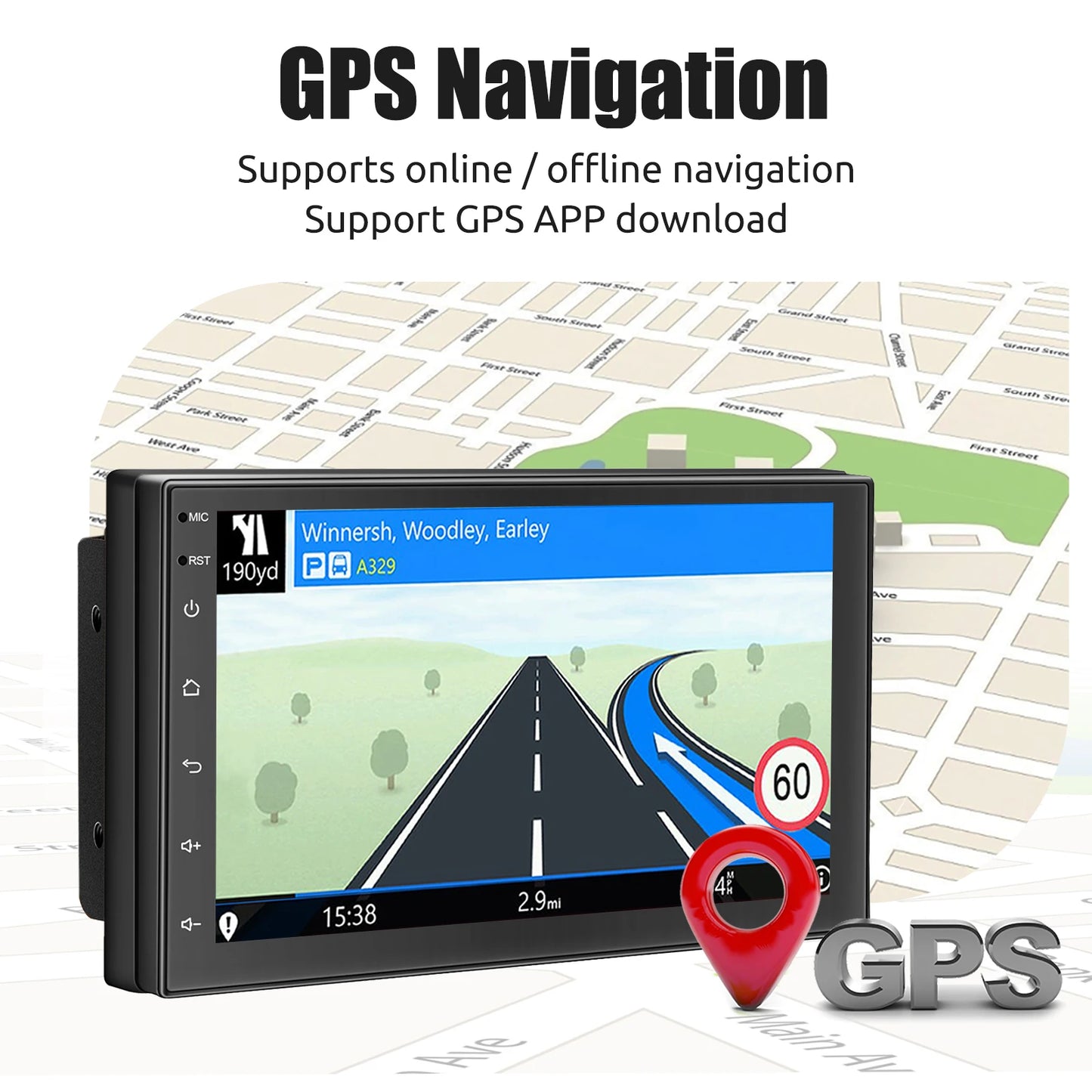 ESSGOO 7"/9"/10“ 2 DIN Android 14 4+64G Car Stereo Carplay Android Auto GPS Navi Bluetooth FM RDS Radio WIFI Touchscreen ChatGPT