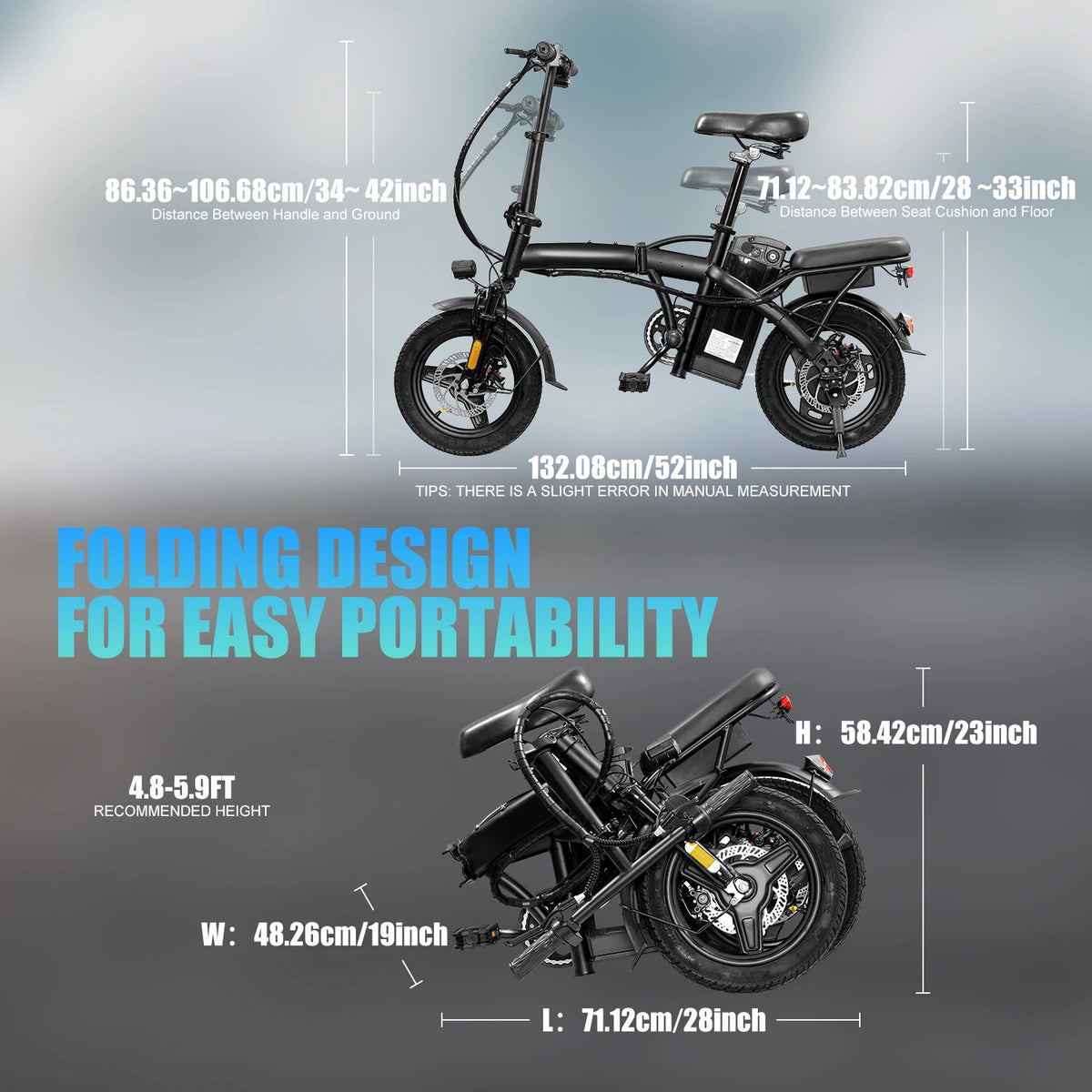 HEZZO T5 Folding Electric Bike With 750W Peak Motor