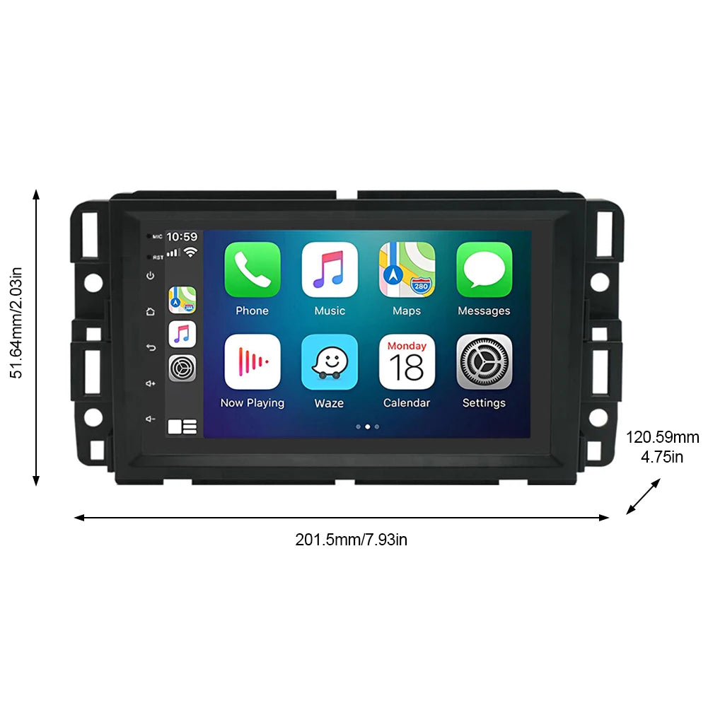 7inch Android 13 Car Touch Stereo Radio 2+32G GPS Navigation Head For Chevy Silverado Suburban Equinox Traverse Colorado GMC Sierra Terrain 2007-2018 Support Wireless Carplay Bluetooth FM WiFi Mirror Link Split Steering Wheel