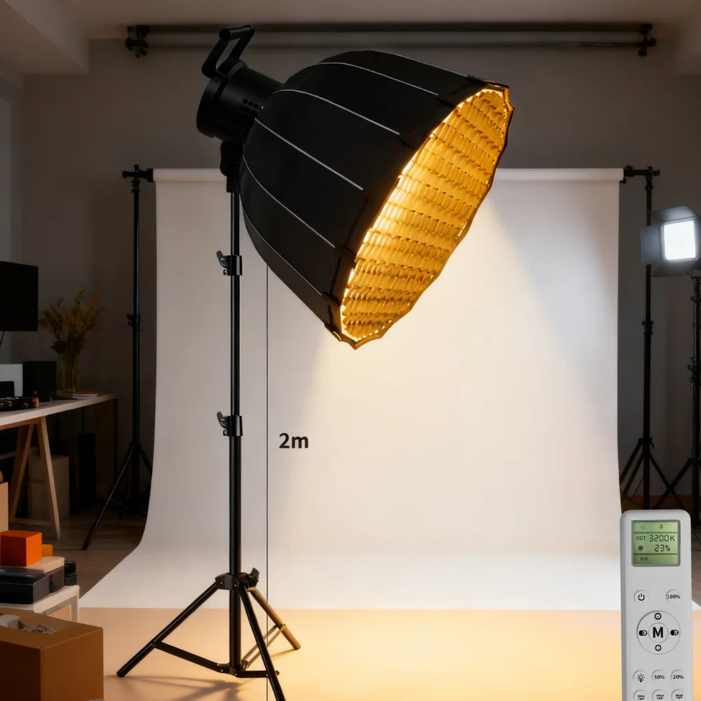 Bowens Lighting Video Studio 135W 110-220V Photography Dimmable LED Lamp Flash Studio 3000-6000K 3 Color Remote Control Display
