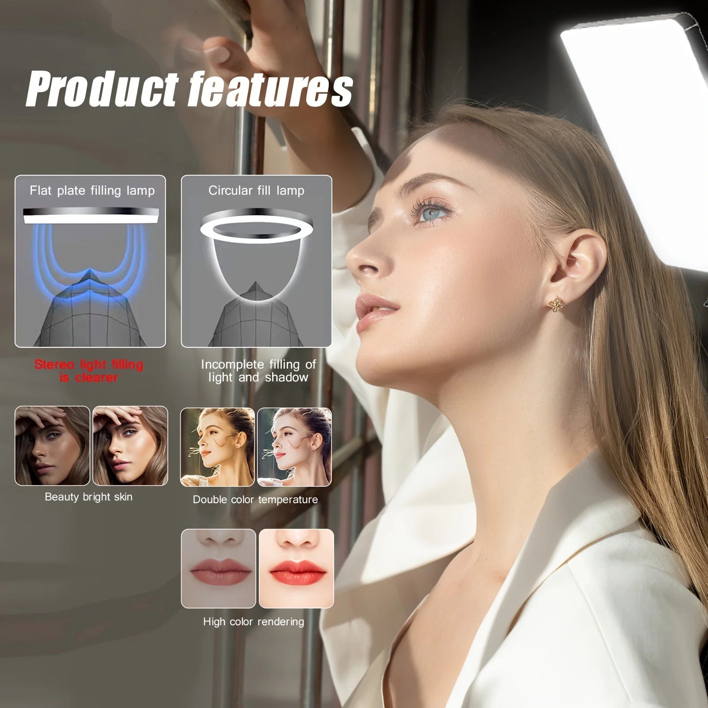 11in LED Video Fill Lamp Light Vloging Photo Studio LED Panel  With  Triopd Stand For Live Stream Makeup Meeting Group