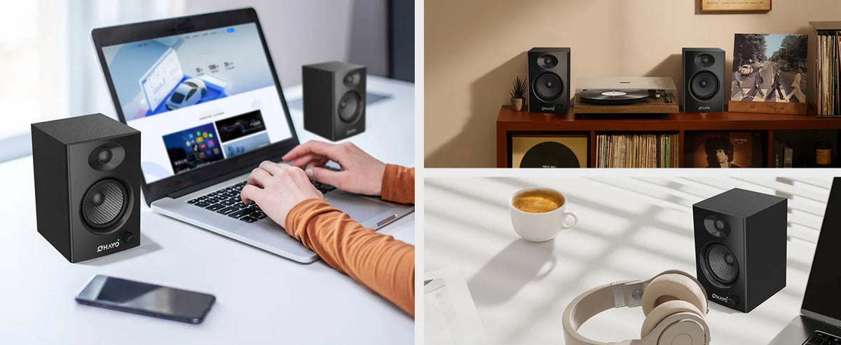 Ohayo Bluetooth 5.3 60W Wireless Bookshelf Speakers For Home PC