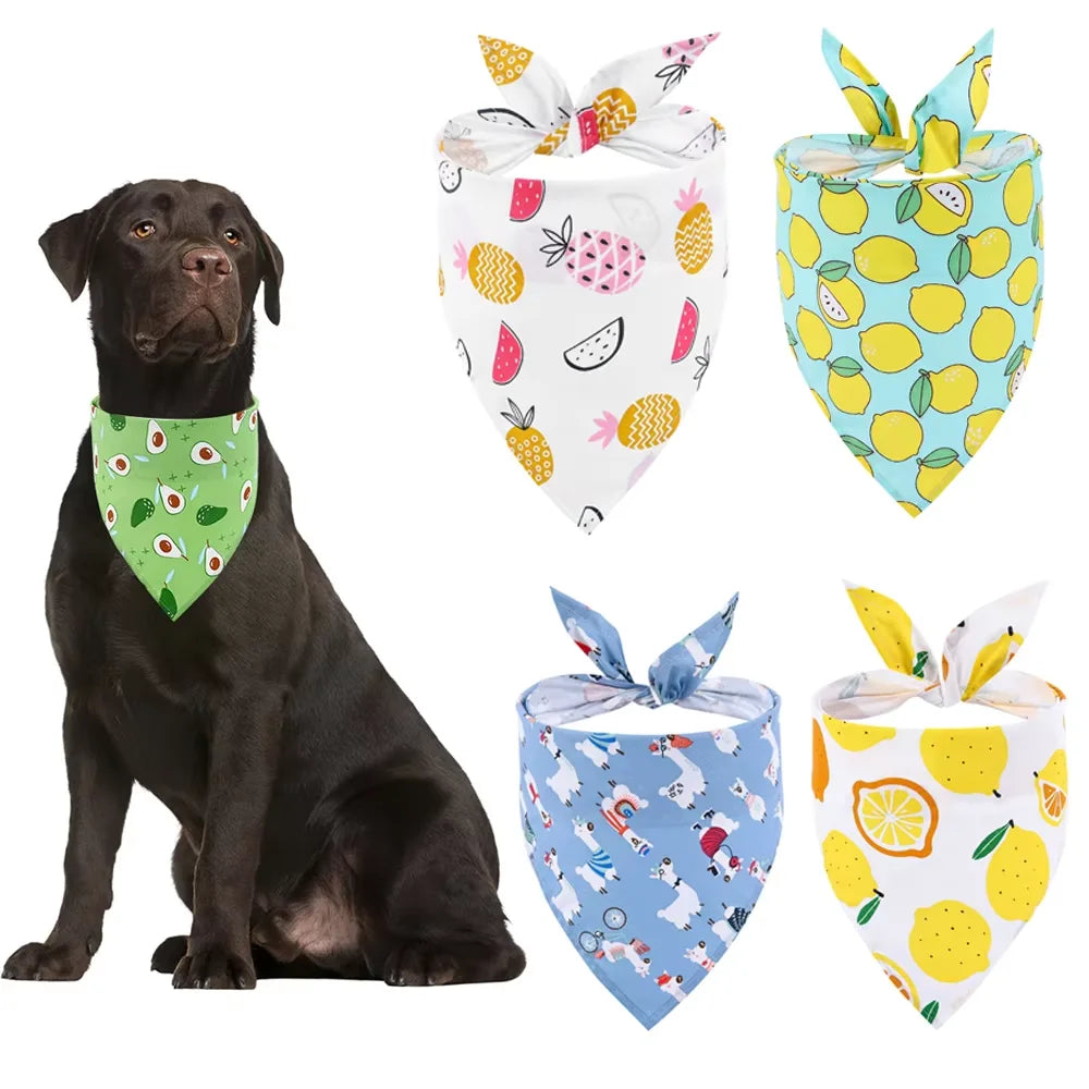 Adjustable Fruit Floral Dog Bandana Soft Washable Scarf