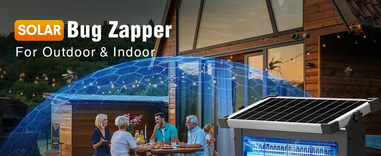 Solar Bug Zapper Outdoor, 4500V Mosquito Zapper with Panel Sensor, Waterproof Electric Fly Zapper for Garden Patio Camping