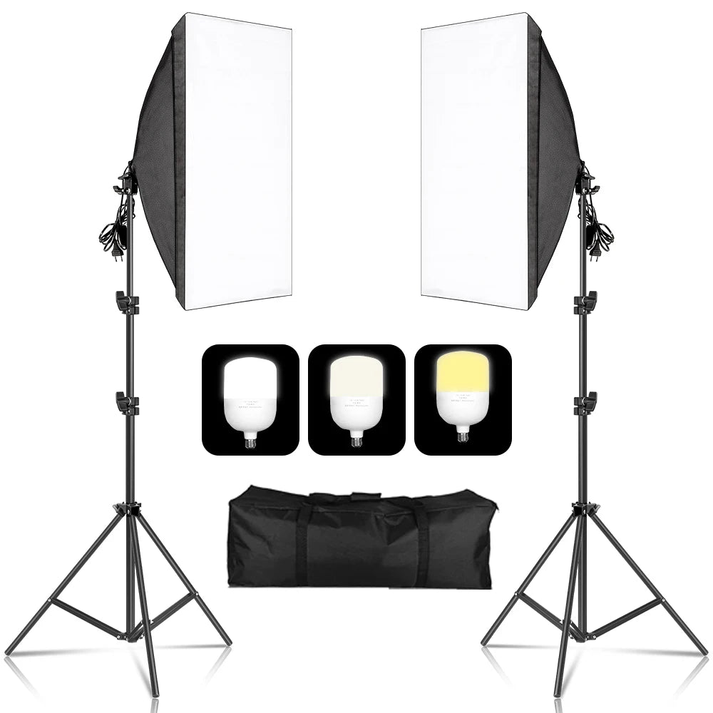 SH Professional Continuous LED Lighting Softbox Kit For Photo Studio