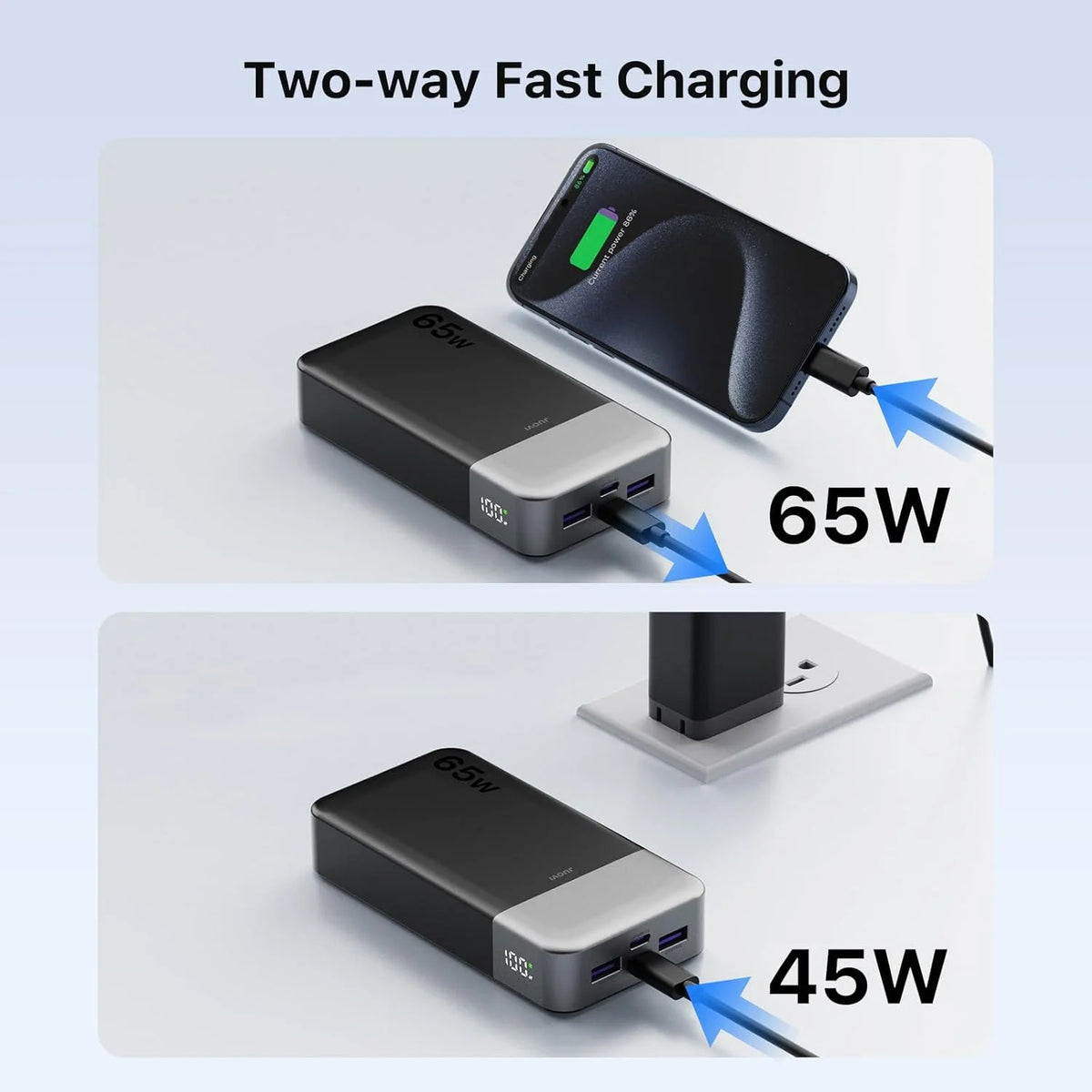JUOVI USB C Fast Charging Portable Power Bank For Laptops