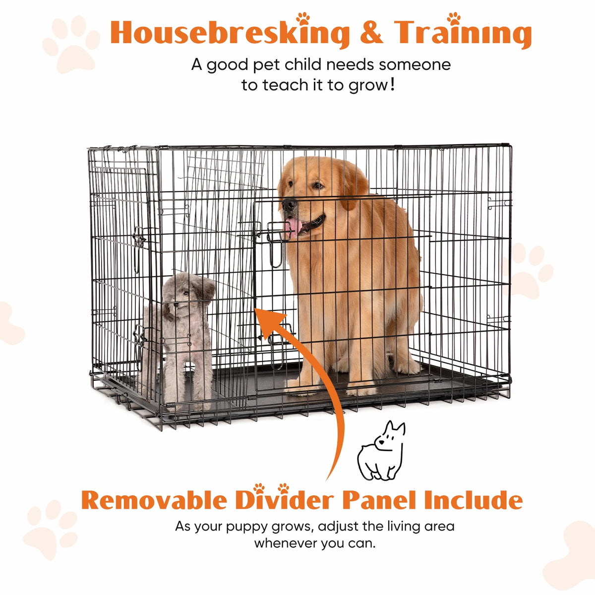 JHK Folding Metal Wire Dog Kennel With Leak Proof Tray
