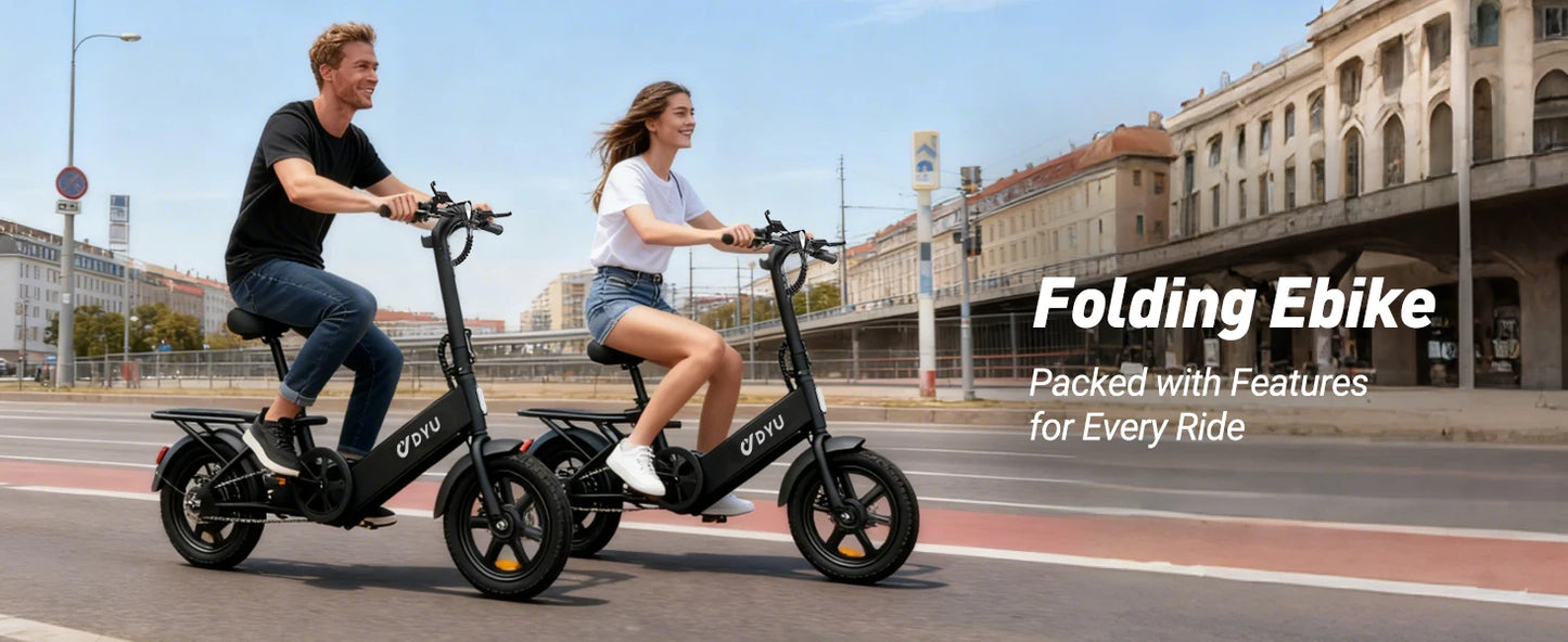 【1 Year Warranty】DYU C3 14 inch Folding Electric Bicycle Peak 500W Motor 280WH Battery Electric Bike,20mph City E-bike UL2849