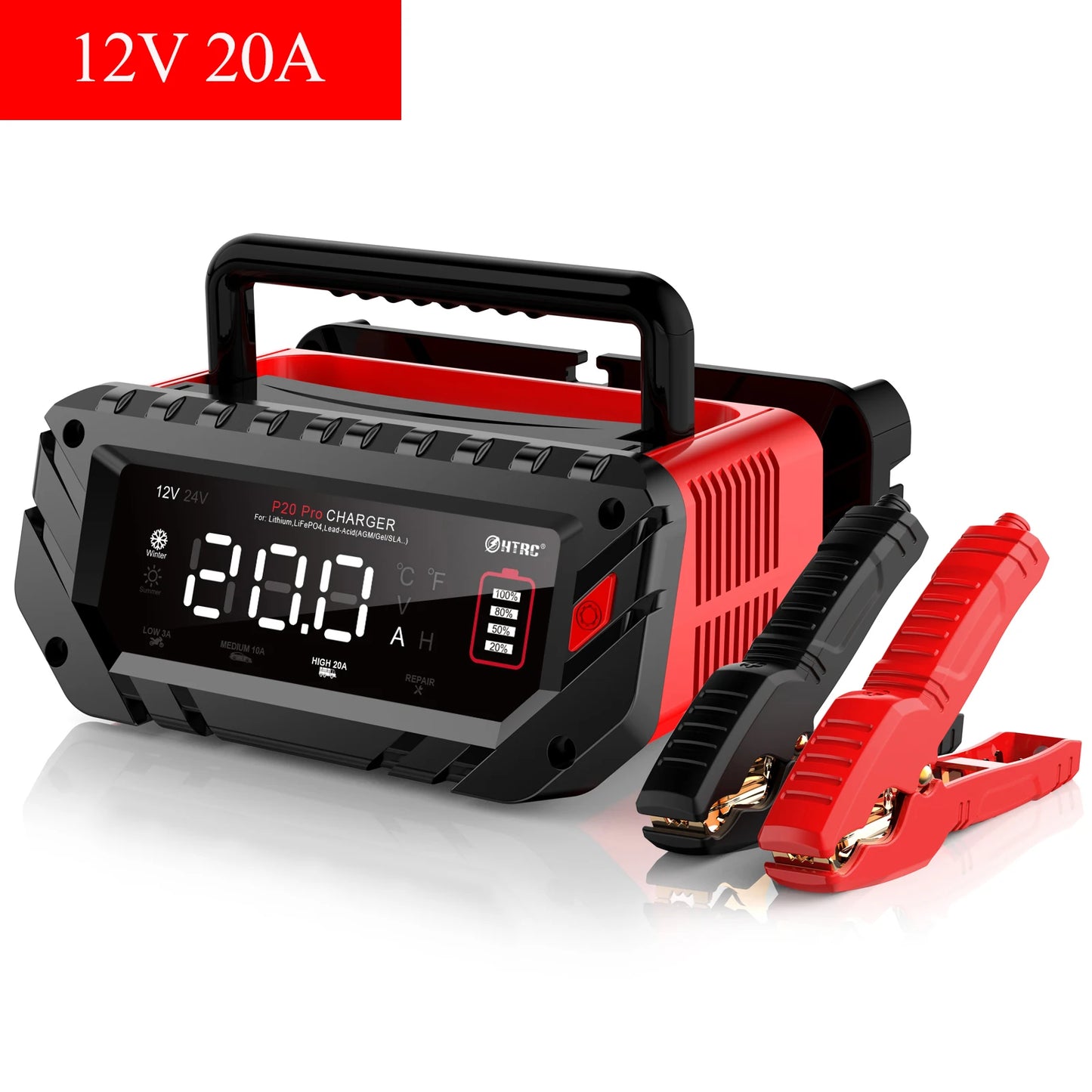 HTRC 12V Smart Car Battery Charger With LCD Display